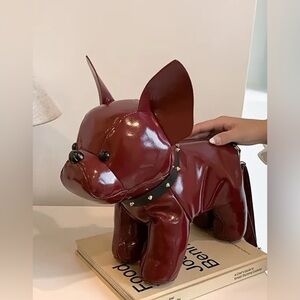 Wine Color French bulldog handbag shoulder bag, Crossbody bag vegan leather